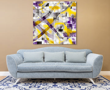 Lavender Dreams: Oil Color Abstract Print in Woven Pattern with Hues of Yellow, Black & White