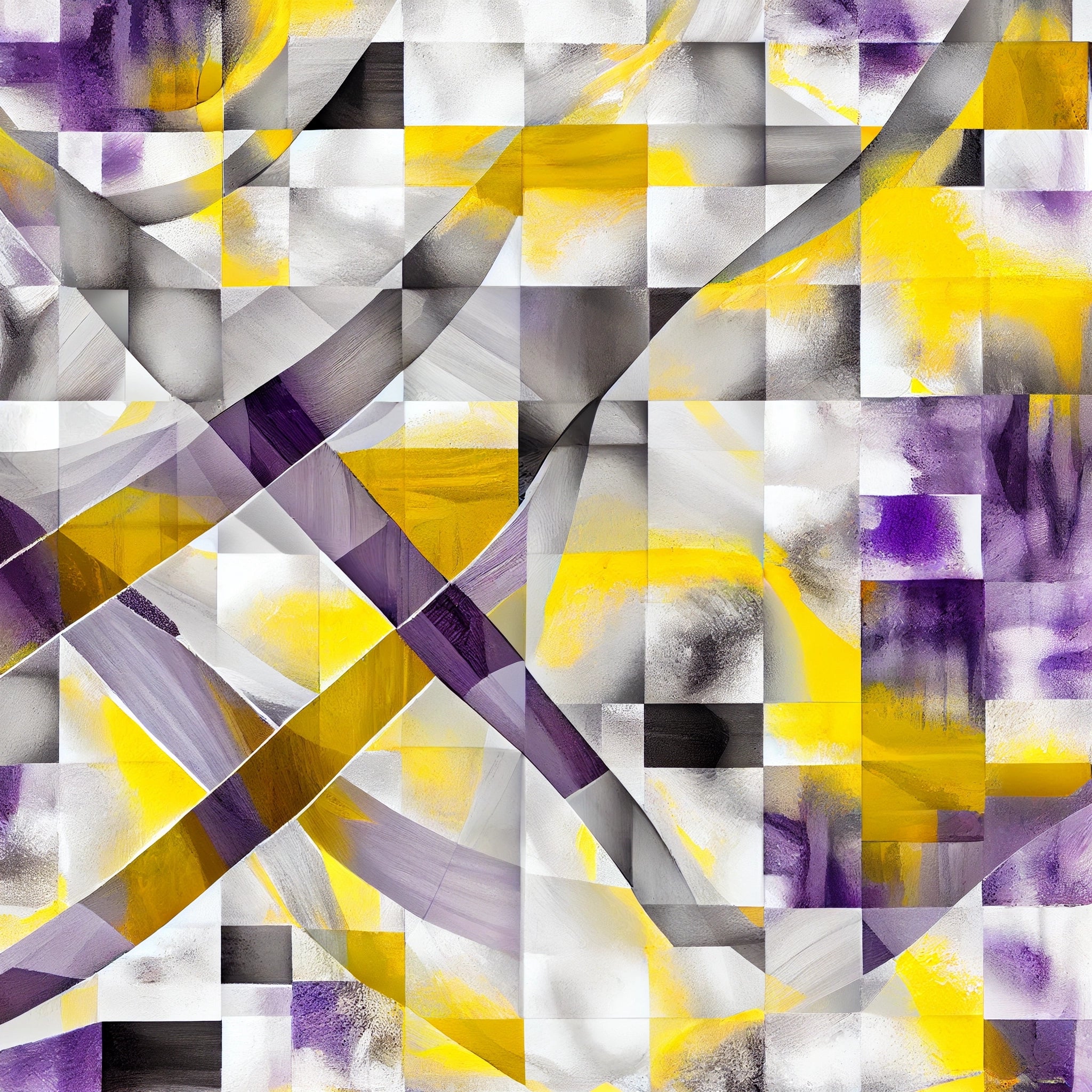 Lavender Dreams: Oil Color Abstract Print in Woven Pattern with Hues of Yellow, Black & White