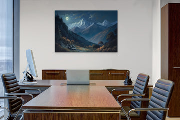 Majestic Mountains Under Moonlight: A Hyperrealistic Oil Color Print