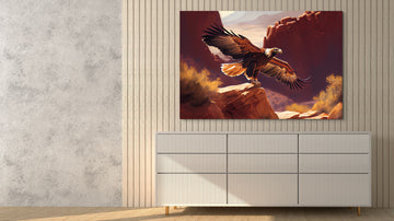Wings of Freedom: An Oil Color Print of the Majestic Golden Eagle in Flight