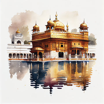 Experience the Majestic Beauty of India's Golden Temple with Our Realistic Oil Painting Print