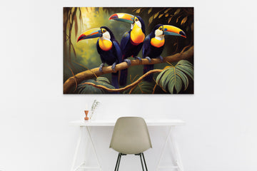 Tropical Symphony: Three Toucans Perched on a Branch