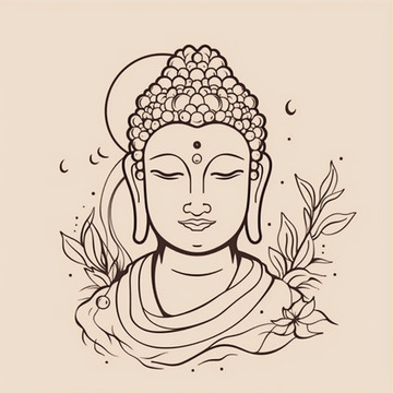 A Minimalistic One-Line Art Print of Lord Buddha on Beige Background