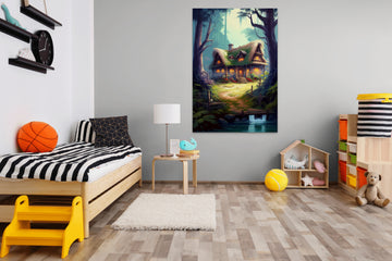 Enchanting Forest Dwelling: A Captivating Print of a House Amidst the Trees