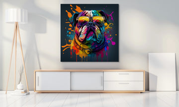 "Bulldog Dreams: Psychedelic Painting Print for Your Game Room, Office, and Restaurant Wall Decor"