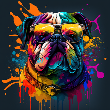 "Bulldog Dreams: Psychedelic Painting Print for Your Game Room, Office, and Restaurant Wall Decor"