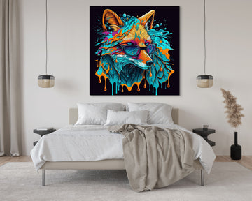 "Trippy Fox: A Psychedelic Digital Artwork for Your Game Room and Office Wall Decor"