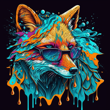 "Trippy Fox: A Psychedelic Digital Artwork for Your Game Room and Office Wall Decor"