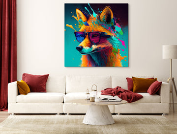 "Trippy Fox: A Psychedelic Digital Art Print Perfect for Game Rooms, Offices, and Restaurants"