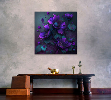 Purple Blossoms: Digital Art Print of Beautiful Purple Flowers Perfect for Living Room, Bedroom, and Office Wall Decor