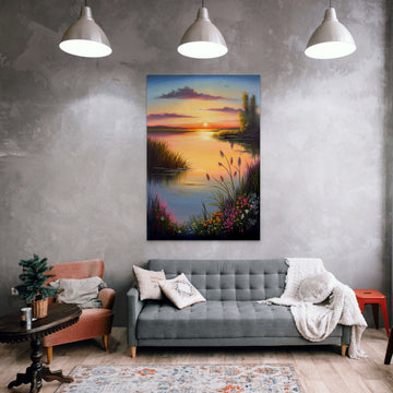 Sunset Serenity: A Breathtaking Lake View Print