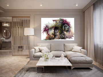 Enchanted Entrance: A Spray Art Painting Print of a Beautifully Decorated House