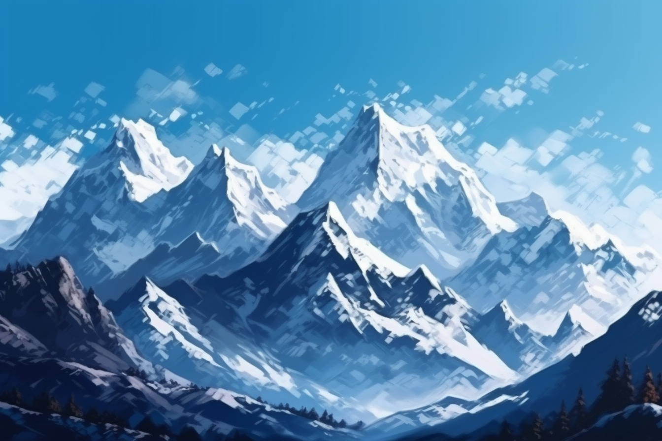 Tranquil Peaks: A Serene Spray Print of the Himalayan Mountains