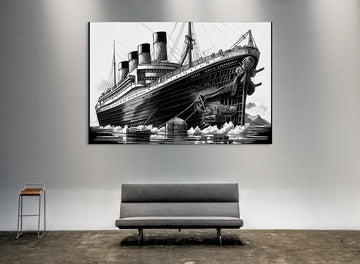 Captivating Titanic Line Art: A Stunning Depiction of the Iconic Ship Floating in the Sea