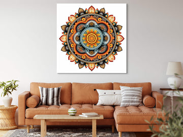 "Simplicity and Elegance: Traditional Indian Mandala Artwork Print on White Background"
