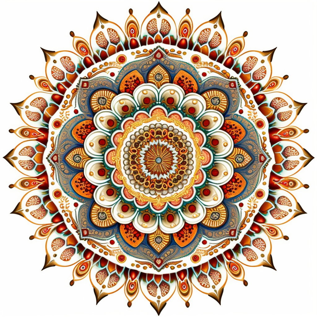 "Indian Style Mandala Artwork Digital Painting Print"