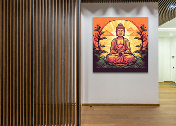 A Magnificent Vector Art Print of Lord Buddha in Soft Shades