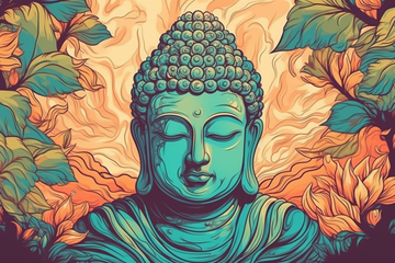 Buddha's Aura: A Serene Vector Art Print in Soft Hues