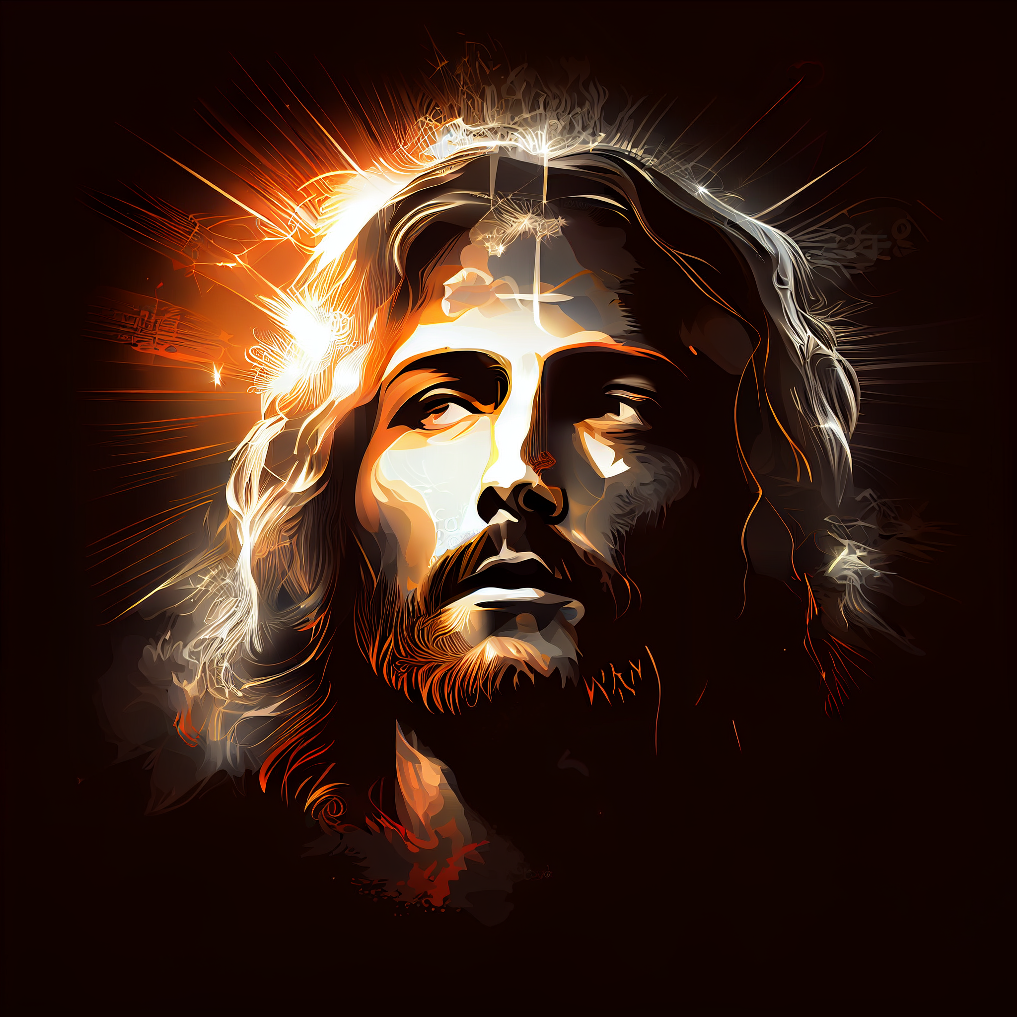 Divine Illumination: Shimmering Vector Art Print of Lord Jesus