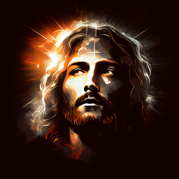 Divine Illumination: Shimmering Vector Art Print of Lord Jesus