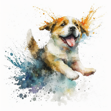 "Puppy Love: A Vibrant Digital Print to Brighten Up Kids' Rooms and Offices"