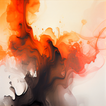 Fiery Depths: A Stunning Abstract Watercolor Print in Red, Orange, and Dark Grey