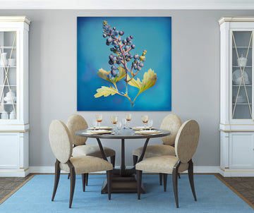 Juicy Delights: Watercolor Art Print of Wild Berries on a Stunning Blue Background