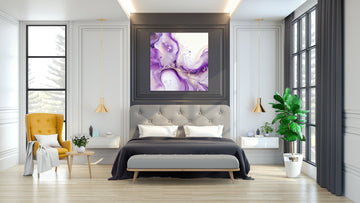 Lavender Dreams Watercolor Fluid Art Print in Soft White