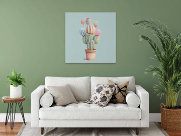 Sweet and Playful: Cactus Decorated with Candy - Watercolor Painting Print
