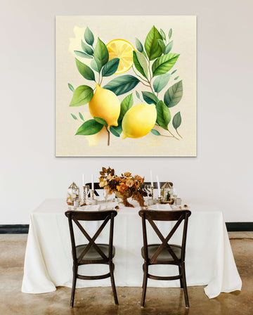 Lemon Tree Delight: Watercolor Print of Lemons and Greenery