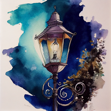 Vintage Street Lamp Watercolor Art Print: A Timeless Print to Add Elegance to Your Decor