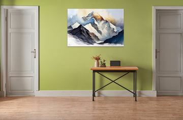 Serene Summit: Watercolor Art Print of Mount Everest