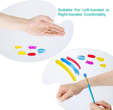 Pigment Tray, Clear Acrylic Paint Palette Oval Shaped Artist Painting Palette Non-Stick Oil Paint Palette with Thumb Hole and Protective Brown Paper for DIY Art Craft Painting(25x15cms)