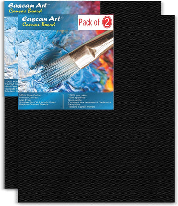 Painting and Sketch Cotton Medium Painting Canvas Board Black, Pack of 2 (12" X 12")