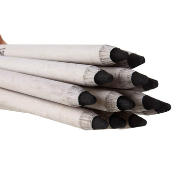 Dark Black Charcoal Pencils, Pack of 6 with (Charcoal Pencils with 2 White Highlighter Pens & Kneadable Eraser)