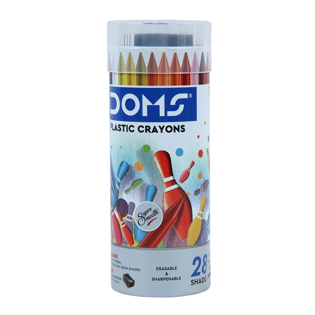 DOMS Non-Toxic Erasable Plastic Crayon Set (28 Shades x 2 Set)