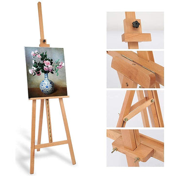 Grandink Premium Artist Wooden Easel Stand 5 ft with Angle and Height Adjustment for Canvas Painting