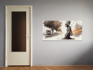 Bring Marvel Magic to Your Home with our Playful Groot Digital Pencil Sketch - Perfect for Kids' Rooms and Marvel Fans