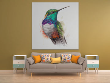 Whispers of Wings: A Vibrant Pencil Color Art Print of a Hummingbird