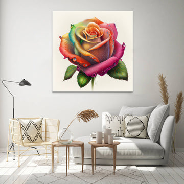 Rainbow Rose: A Vibrant Spectral Colored Pencil Art Print