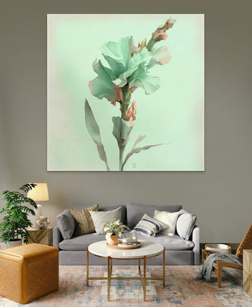 Sea Green Serenity: A Stunning Watercolor Art Print of a Beautiful Flower