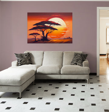 Tree and Sunset: A Beautiful Landscape Painting Print