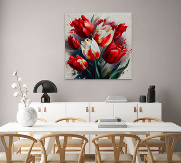 Transform Your Space with the Delicate Beauty of "White and Flowers" Oil Paint Print