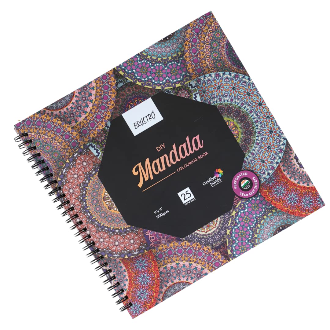 Brustro DIY Mandala Colouring Book 9"x 9" 200 GSM 25 Perforated Sheets