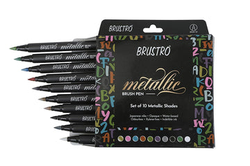 BRUSTRO Metallic Brush Pens - Set of 10 Colors