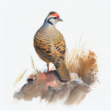 "Serene Majesty: Chikar Bird Perched on Rock - A Stunning Art Print"