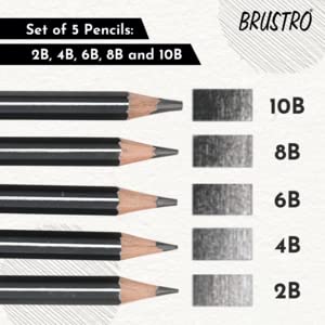 BRUSTRO Artists Fineart Graphite Pencil Set of 12 (10B-2H) with Tin Box
